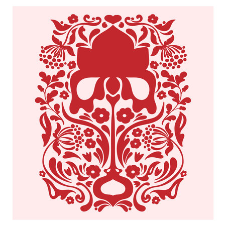 Flower. Folk-style pattern, symmetrical, detailed vector element. Rustic, Scandinavian style, folk painting.のイラスト素材