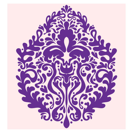 Flower. Folk-style pattern, symmetrical, detailed vector element. Rustic, Scandinavian style, folk painting.のイラスト素材