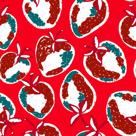 Berry strawberry seamless pattern. Textured berry prints. Vector background wallpaperの写真素材