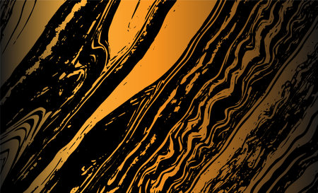 Grunge detailed intertwined texture, threads, lines, wire, veins. Grunge old detailed texture. Vector background. Gold and blackのイラスト素材