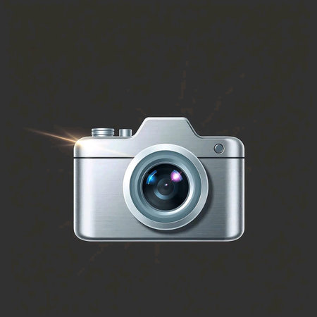 Digital camera icon on black background. Vector illustration. Eps 10.の素材