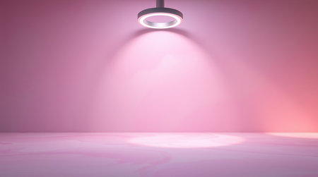 Empty room with ceiling lamp, 3d rendering. Computer digital drawing.の素材