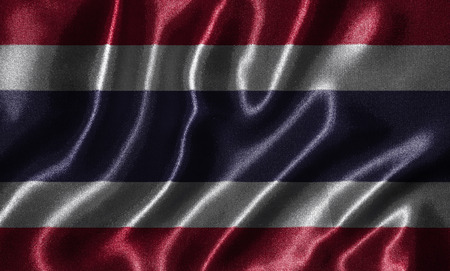 Thailand flag - Fabric flag of Thailand country, Background and wallpaper of waving flag by textile.の写真素材