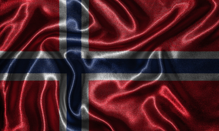 Norway flag - Fabric flag of Norway country, Background and wallpaper of waving flag by textile.の写真素材