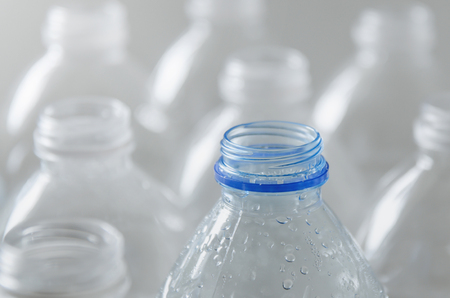 Close Up of plastic bottles and recycling, Plastic waste problem and garbage bottles pollution. Empty bottles for recycle, Campaign to reduce the use of plastic. - Environment concept and save worldの写真素材