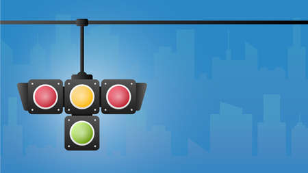 Concept traffic light banner free space for text. Traffic light signal with red, yellow and green color, Vector illustration of business card stoplight.のイラスト素材