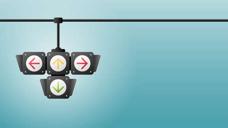 Concept traffic light banner free space for text. Traffic light signal with red, yellow and green...