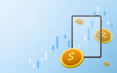 Financial management concept and investment, Flat design of payment with money, cash, banknote, calculator and credit card. Vector Illustration and banner template.のイラスト素材