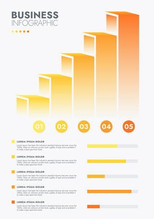 Business template for presentation. Infographic business data visualization. Process chart with elements of graph, diagram, steps, options, process. Vector and illustration concept for presentation.のイラスト素材