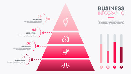 Infographic template for presentations and features data visualization includes a process chart with diagrams, steps, options. The concept for marketing through illustrations for drive to success.のイラスト素材
