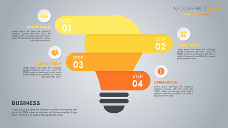 Infographic template for presentations and features data visualization includes a process chart with diagrams, steps, options. The concept for marketing through illustrations for drive to success.のイラスト素材