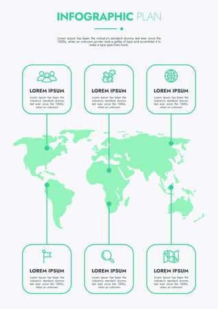 Infographic template for presentations and features data visualization includes a process chart with diagrams, steps, options. The concept for marketing through illustrations for drive to success.のイラスト素材