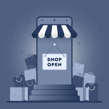 Online shopping concept, templates for online marketing and shopping. Flat design of online shopping with campaign, discount, promo, and sales. Digital marketing for web design, banner, landing page.のイラスト素材