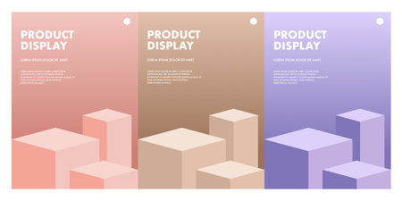 Templates for product display, e-commerce marketing and online shopping concept. Illustration of a shopping campaign, sales, discount, and promotions. Ideal for digital advertisingのイラスト素材