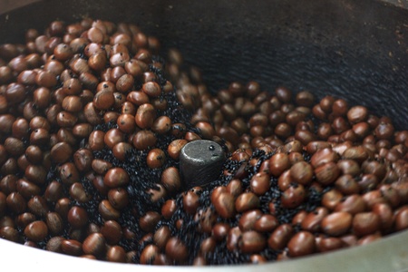 chestnuts roasting in chinatown in thailandの写真素材