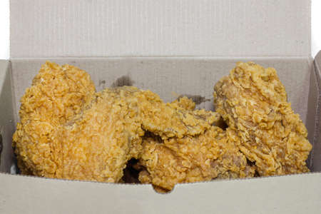 Plenty fried chicken in box ready to eatの写真素材