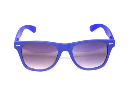Blue sunglasses isolated on white.