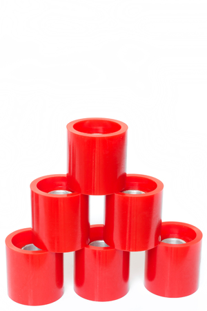 Wheel conveyor polyurethane piece of work for industry.の写真素材