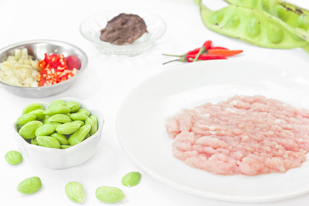 Raw material in the making sato fried pork manu thaifood spicy taste.の写真素材