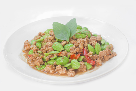Sato fried pork manu thaifood spicy taste.の写真素材