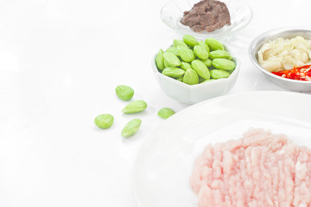 Raw material in the making sato fried pork manu thaifood spicy taste.の写真素材