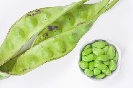 Sato seeds thailand vegetable and herb for thaifood on white background.の写真素材