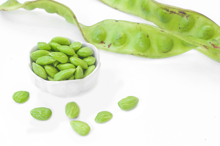 Sato seeds thailand vegetable and herb for thaifood on white background.の写真素材