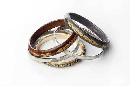 bracelets on white background