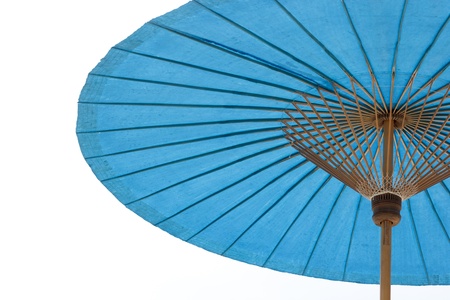 blue beach umbrella with  skyの写真素材