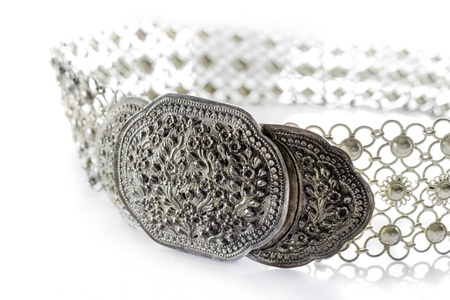 vintage silver belt for woman dressing .の写真素材