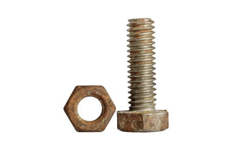 Nut and bolt isolated on white background,clipping path.の写真素材
