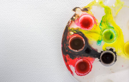 Colorful palette on Drawing paper background  with texture.の写真素材