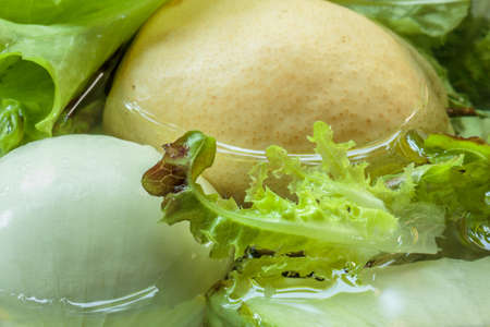 Fresh Vegetables and fruits  Preparation for saladの写真素材