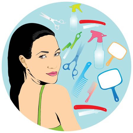 Hair Accessories And a model, illustration のイラスト素材