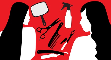 Hair Accessories And a model, Silhouette のイラスト素材