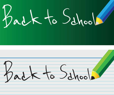 Back to school pencil writing on the board and notebook.のイラスト素材