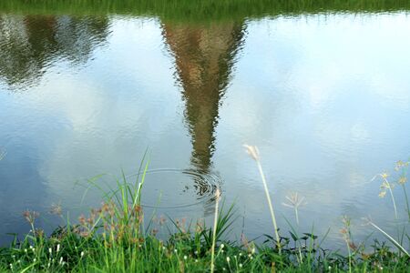 See the shadow of the castle through the water, For a postcardの写真素材