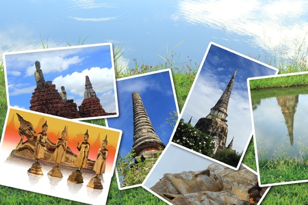 Ayutthaya, Thailand Travel Photo Gallery put on a background grass along the water.の写真素材