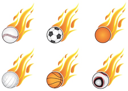 Six types of sports and open flame. On a white backgroundのイラスト素材
