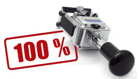 Rubber Stamp 100% concept on a white background.の写真素材