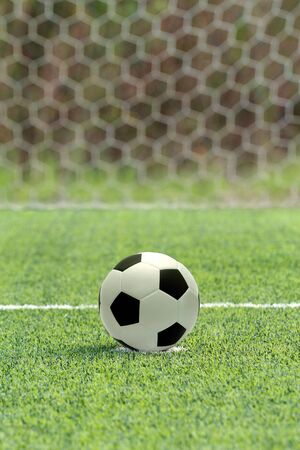 Soccer ball in the fieldの写真素材