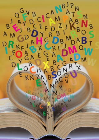 Open the book is a heartの写真素材