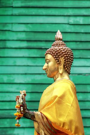 Buddha on green backgroundの写真素材