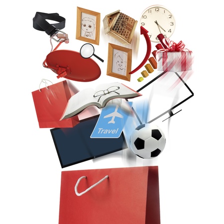 Red shopping bag and wide variety of products