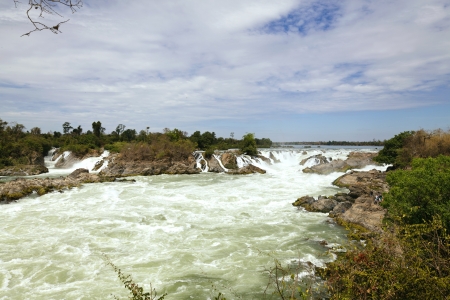 Khone Phapheng Waterfall, Champasak Province on the Mekong River in southern Laosの写真素材