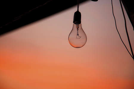 Electric lamp in outdoor at Twilight.の写真素材