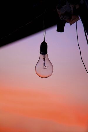 Electric lamp in outdoor at Twilight.の写真素材