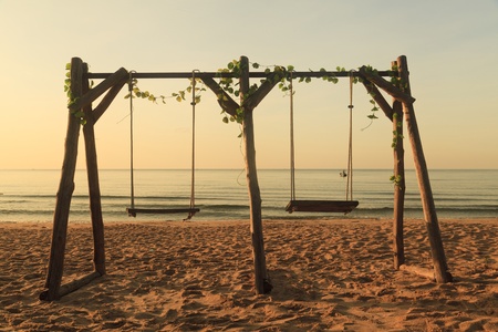 Double swings on the beach