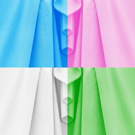 Blue, white, green and pink fabric texture backgroundの写真素材