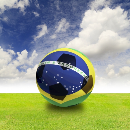 Brazil Ball on Green fieldの写真素材